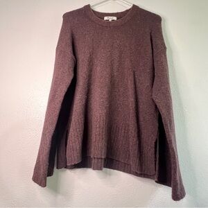 Madewell brown crew neck sweater with button detail on sleeves. Sz S. Preowned.